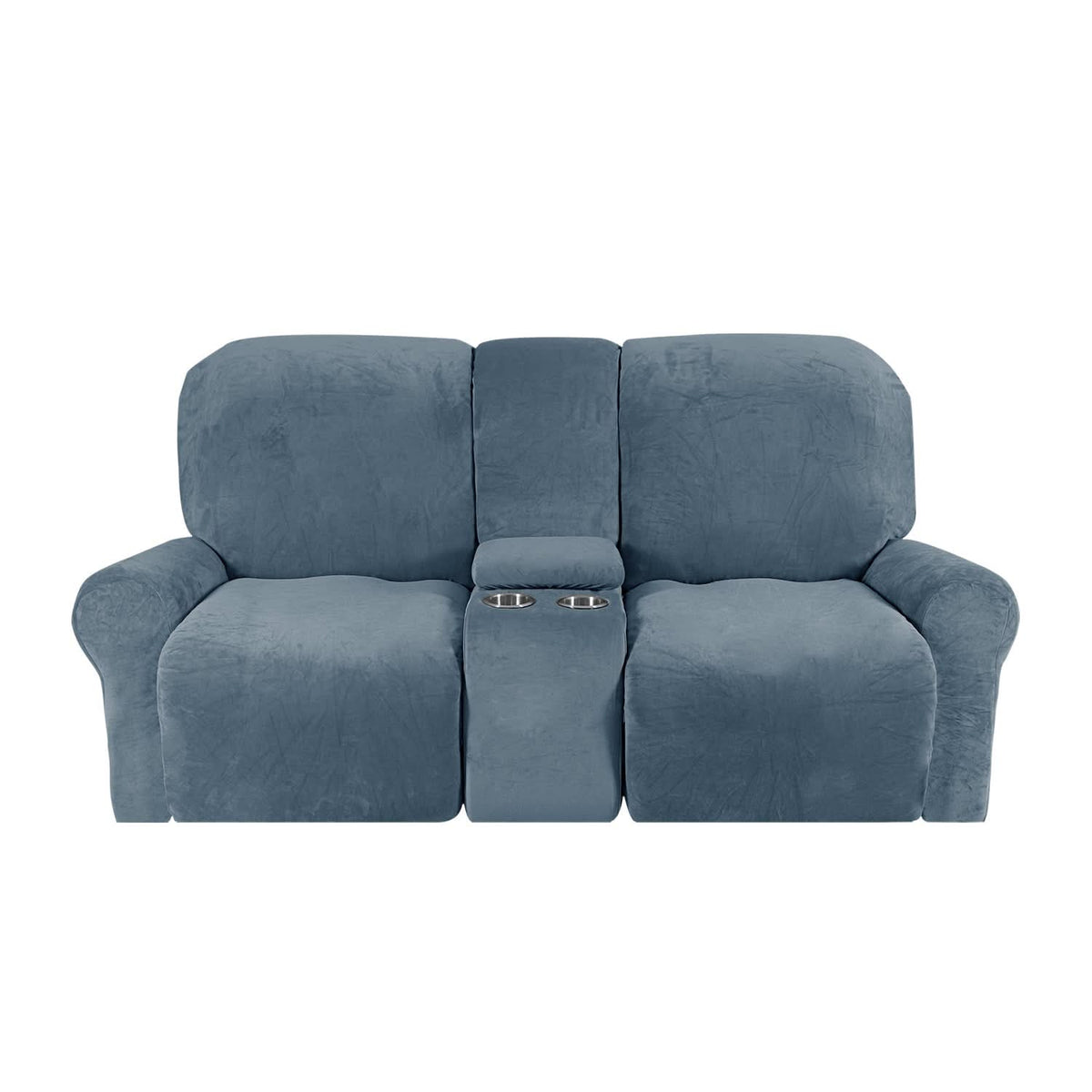 Skanto | 2-Seater Recliner Sofa Cover with Cup Holders – Velvet Plush