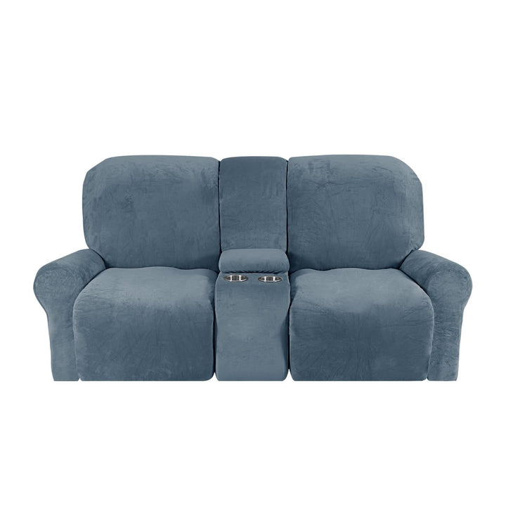 Kalsten | 2-Seater Recliner Sofa Cover with Cup Holders – Velvet Plush