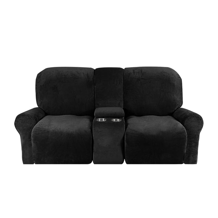Kalsten | 2-Seater Recliner Sofa Cover with Cup Holders – Velvet Plush