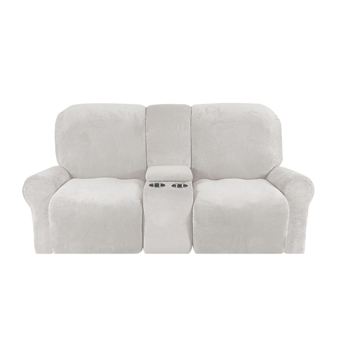 Kalsten | 2-Seater Recliner Sofa Cover with Cup Holders – Velvet Plush