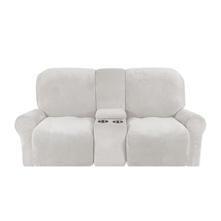 Kalsten | 2-Seater Recliner Sofa Cover with Cup Holders – Velvet Plush