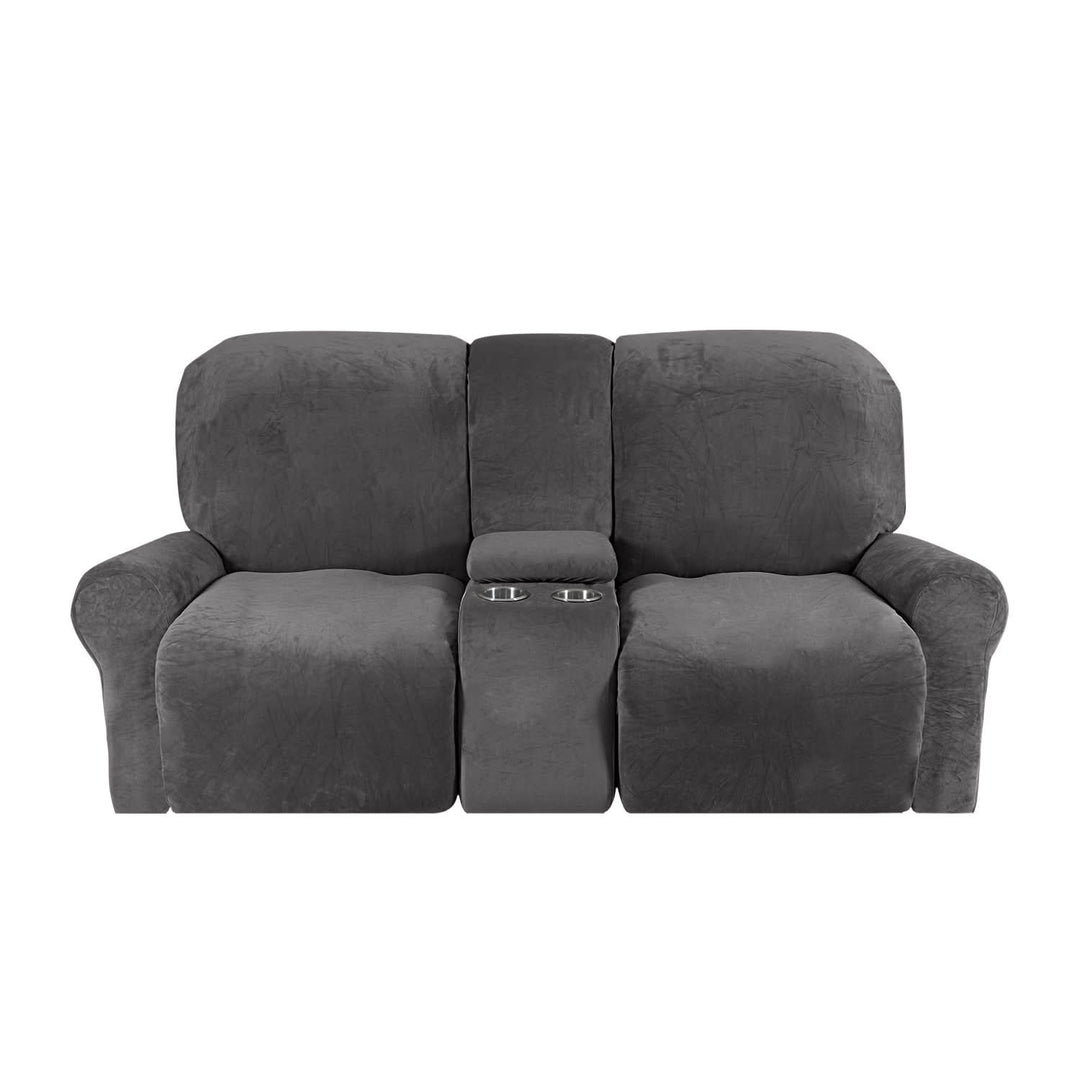 Kalsten | 2-Seater Recliner Sofa Cover with Cup Holders – Velvet Plush