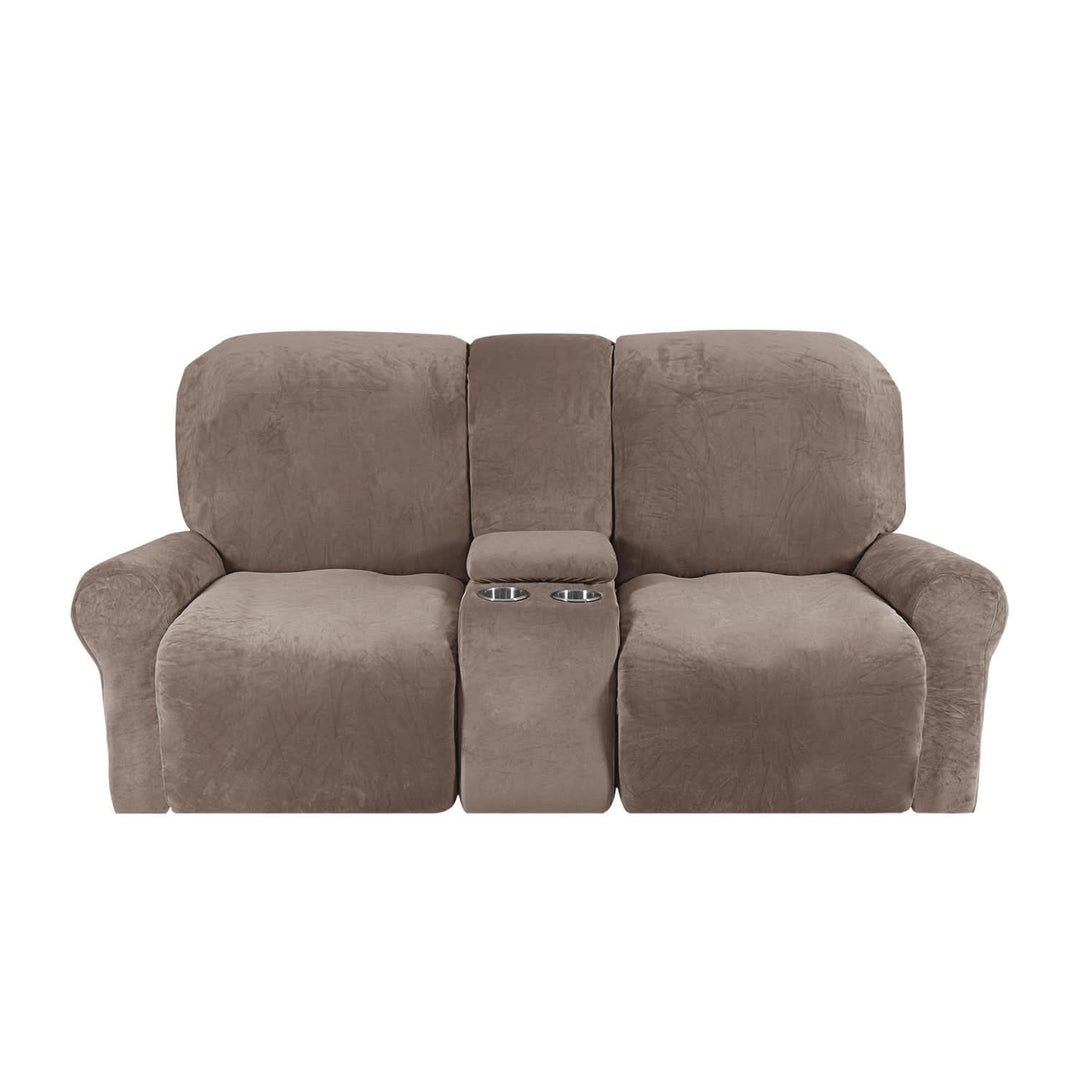 Kalsten | 2-Seater Recliner Sofa Cover with Cup Holders – Velvet Plush