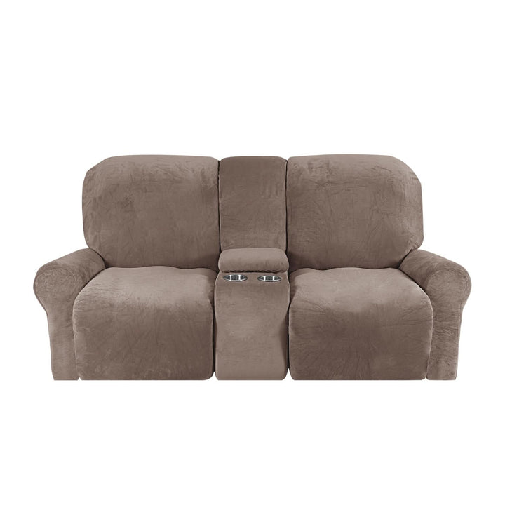 Kalsten | 2-Seater Recliner Sofa Cover with Cup Holders – Velvet Plush