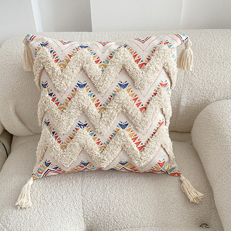 Boho lined fringe throw pillow cover | Kalsten