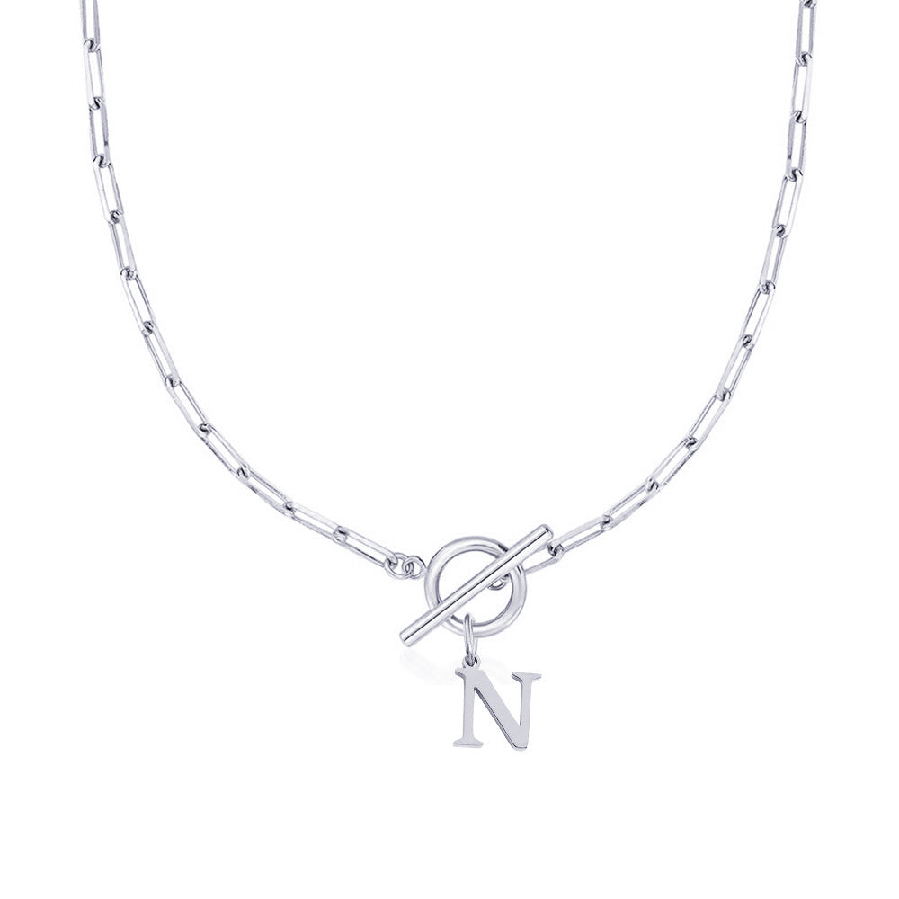 Kalsten | Paperclip Letter Initial Circle Lock Clasp Necklace
