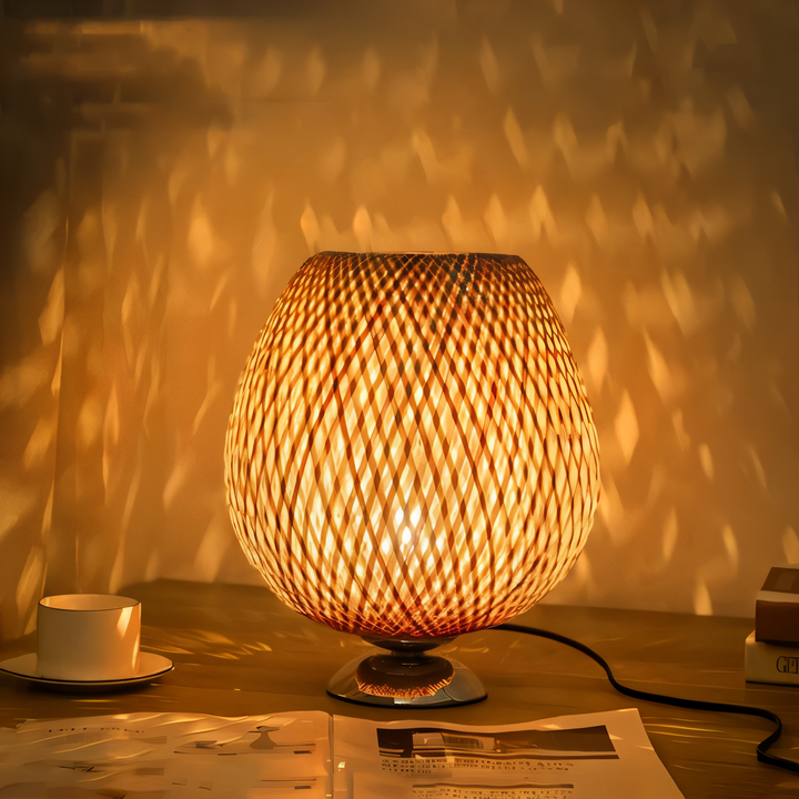 NatureHue – Vintage Bamboo Table Lamp – Creative Woven Rattan Desk Light | Kalsten