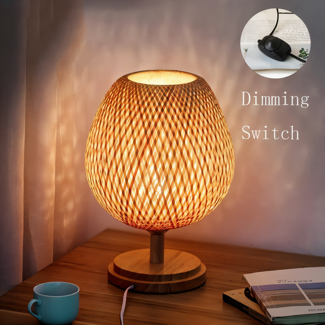 NatureHue – Vintage Bamboo Table Lamp – Creative Woven Rattan Desk Light | Kalsten