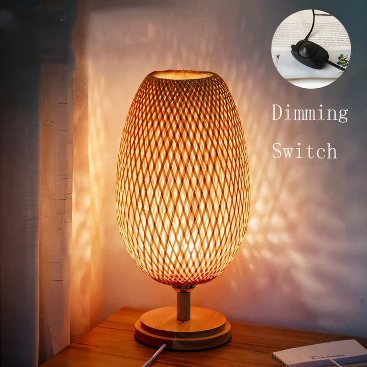 NatureHue – Vintage Bamboo Table Lamp – Creative Woven Rattan Desk Light | Kalsten