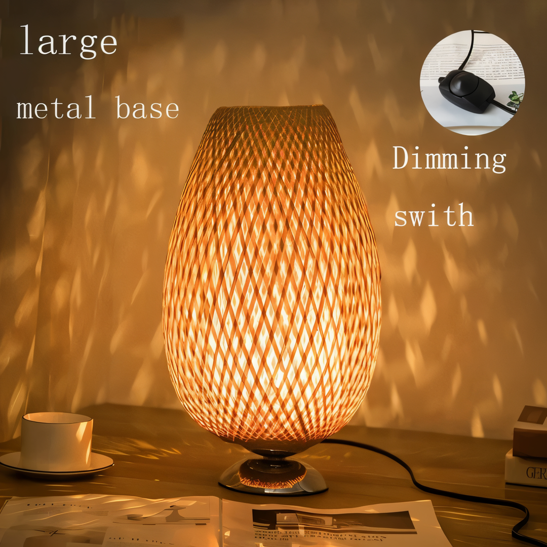 NatureHue – Vintage Bamboo Table Lamp – Creative Woven Rattan Desk Light | Kalsten