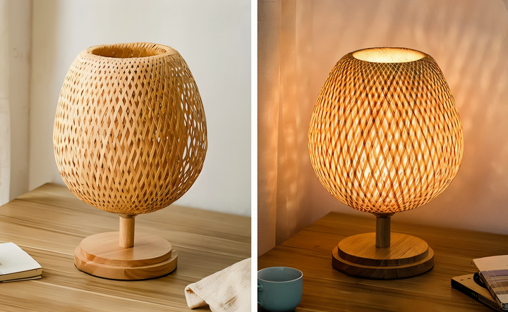 NatureHue – Vintage Bamboo Table Lamp – Creative Woven Rattan Desk Light | Kalsten