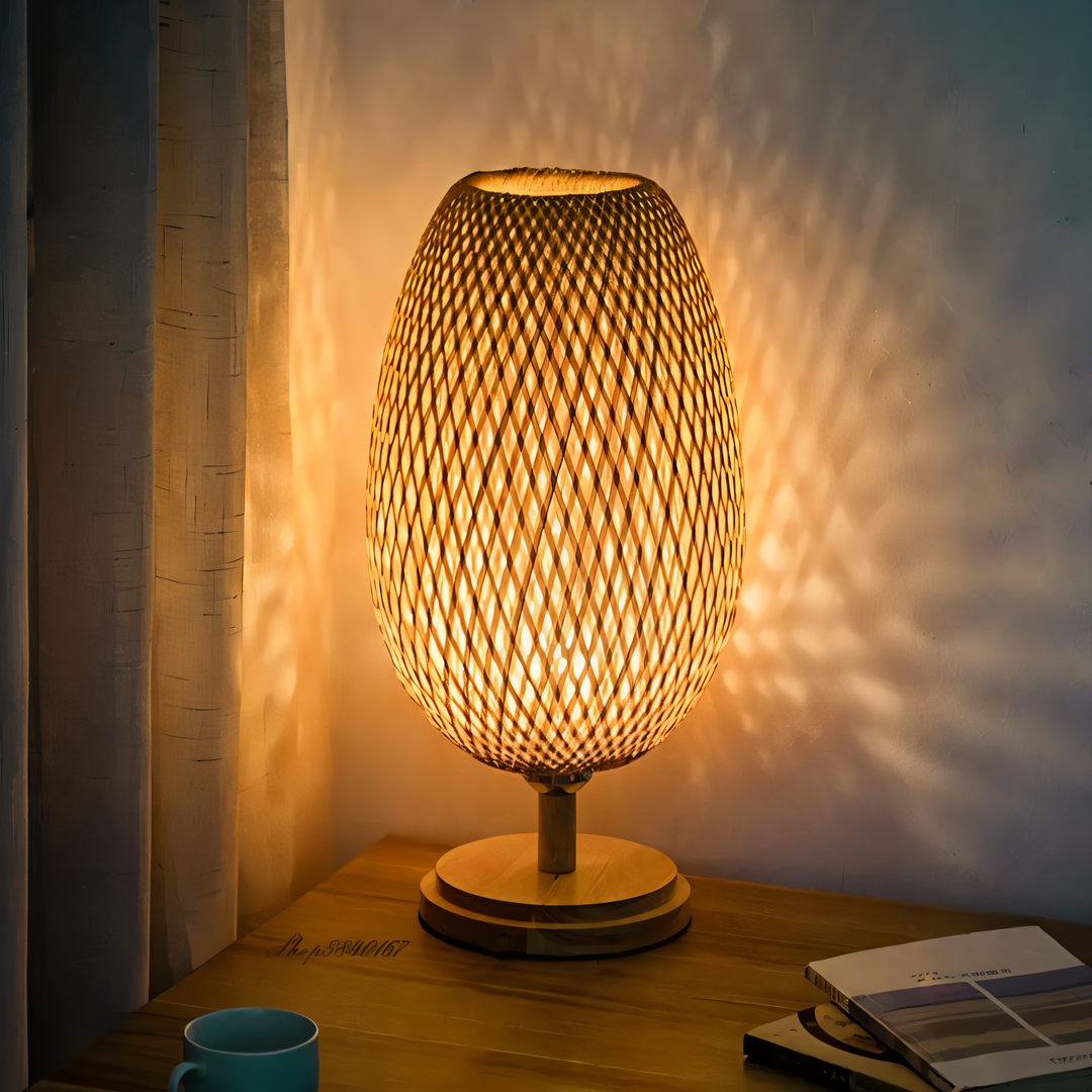 NatureHue – Vintage Bamboo Table Lamp – Creative Woven Rattan Desk Light | Kalsten