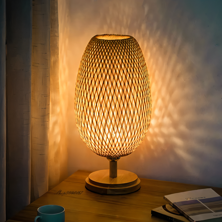NatureHue – Vintage Bamboo Table Lamp – Creative Woven Rattan Desk Light | Kalsten