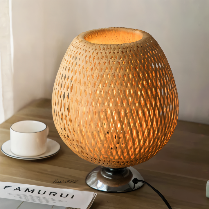 NatureHue – Vintage Bamboo Table Lamp – Creative Woven Rattan Desk Light | Kalsten