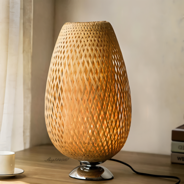 NatureHue – Vintage Bamboo Table Lamp – Creative Woven Rattan Desk Light | Kalsten