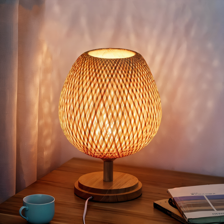 NatureHue – Vintage Bamboo Table Lamp – Creative Woven Rattan Desk Light | Kalsten