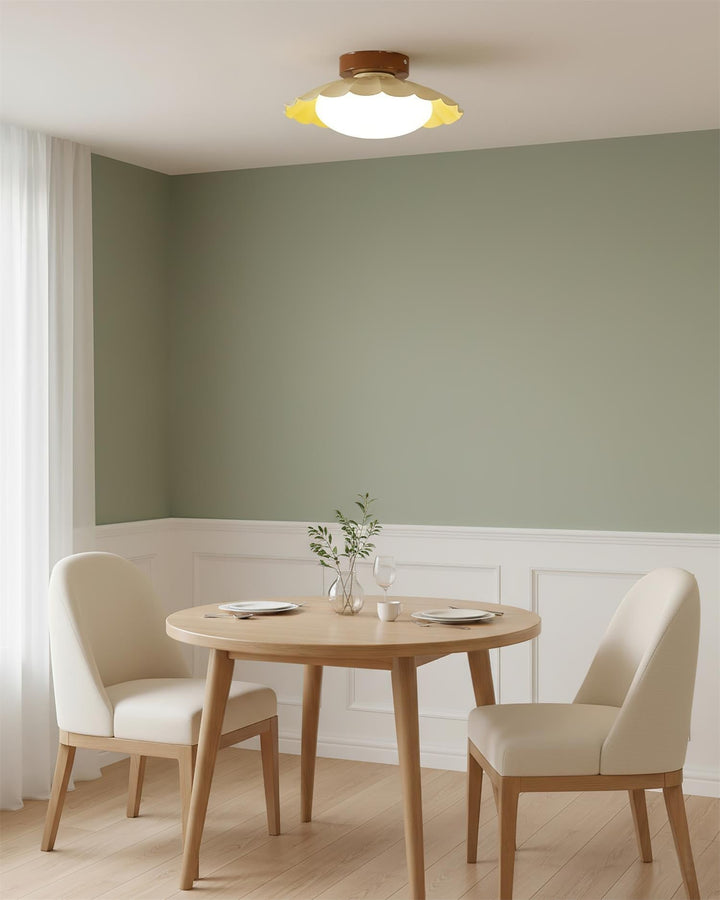Ceiling Light Metal 9.8 in x 5.1 in Warm White LED Brown Beige White Walnut Living Room Bedroom Fixture | Kalsten