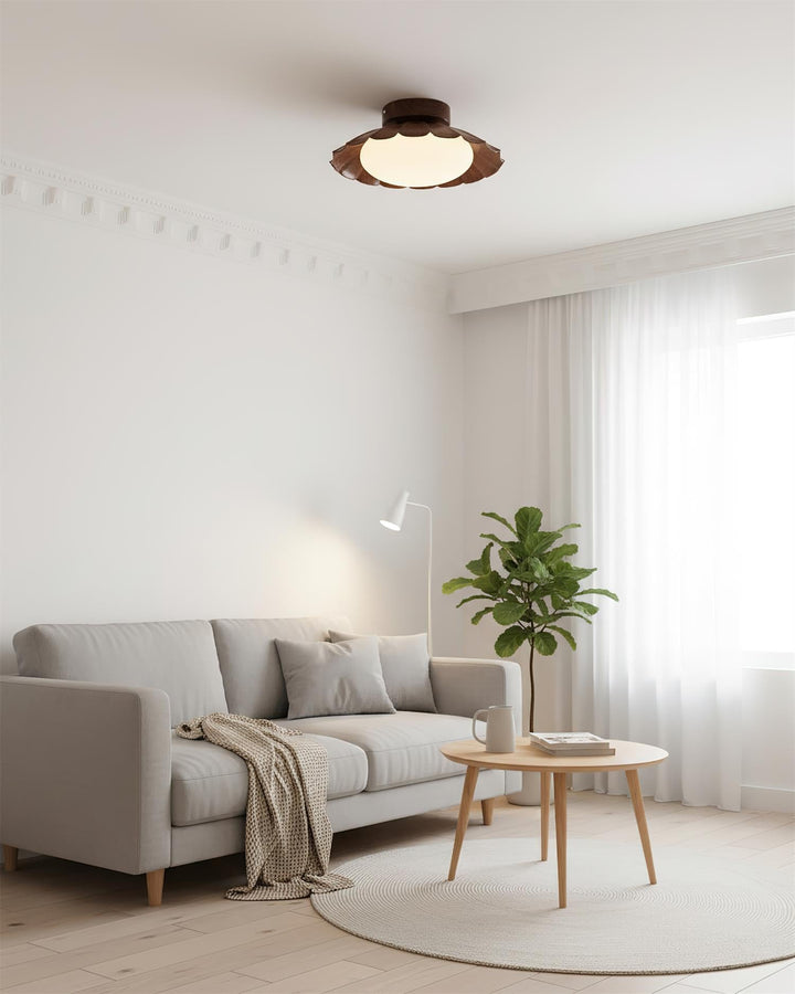 Ceiling Light Metal 9.8 in x 5.1 in Warm White LED Brown Beige White Walnut Living Room Bedroom Fixture | Kalsten