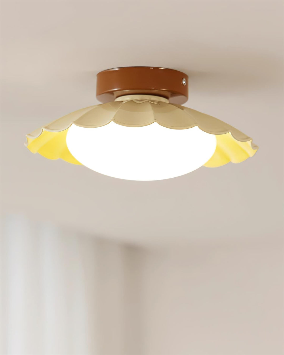 Ceiling Light Metal 9.8 in x 5.1 in Warm White LED Brown Beige White Walnut Living Room Bedroom Fixture | Kalsten