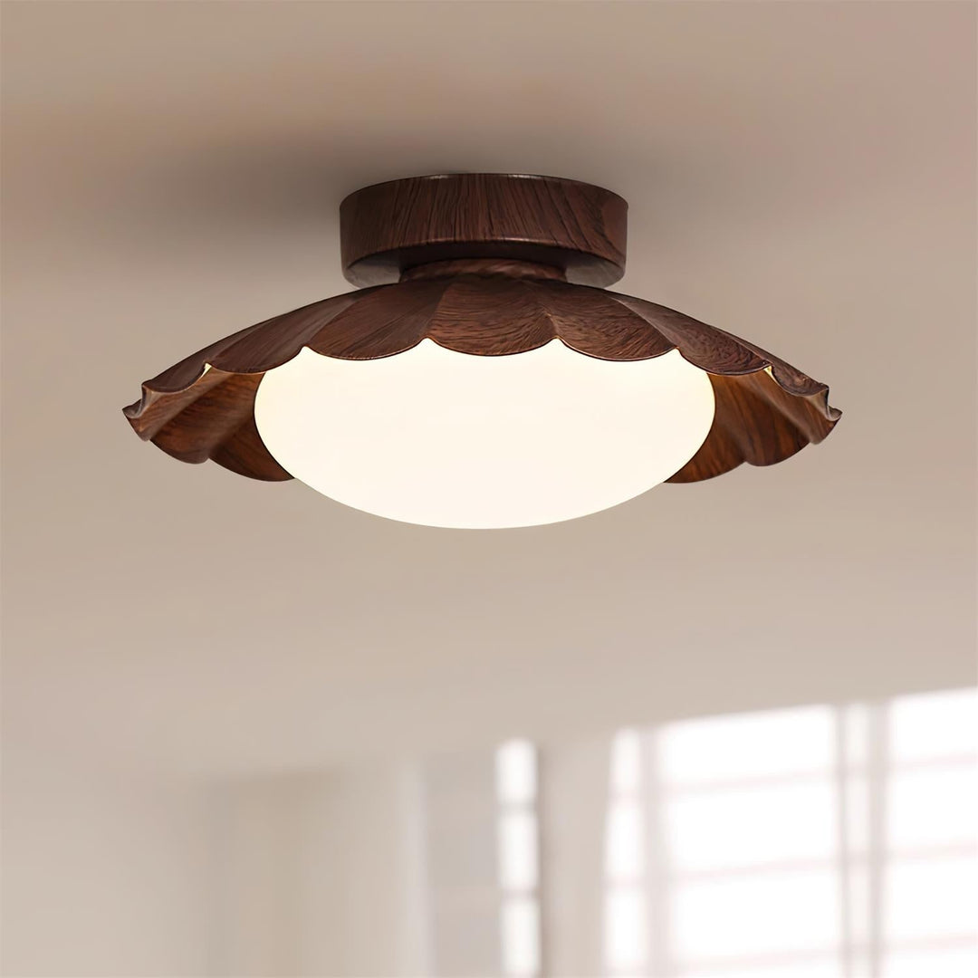 Ceiling Light Metal PE 9.8 in Flush Mount Bedroom Living Room Soft Ambient Lighting Scalloped Modern Indoor Fixture | Kalsten