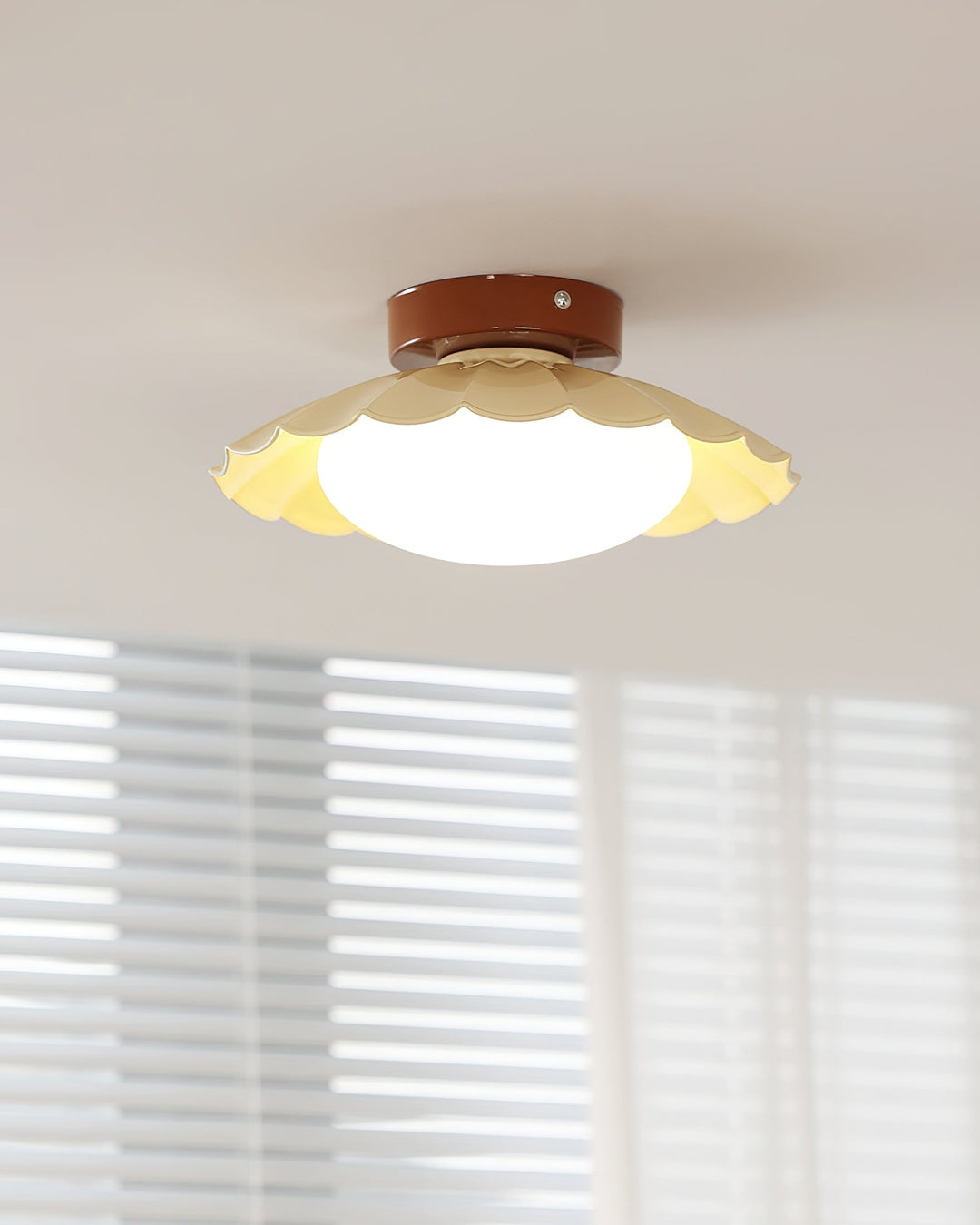 Ceiling Light Metal 9.8 in x 5.1 in Warm White LED Brown Beige White Walnut Living Room Bedroom Fixture | Kalsten
