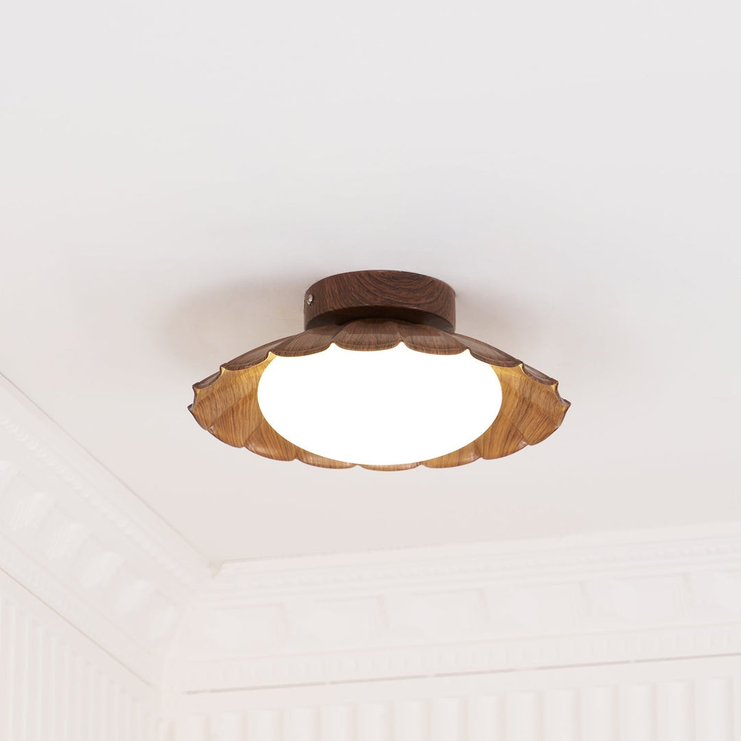 Ceiling Light Metal PE 9.8 in Flush Mount Bedroom Living Room Soft Ambient Lighting Scalloped Modern Indoor Fixture | Kalsten