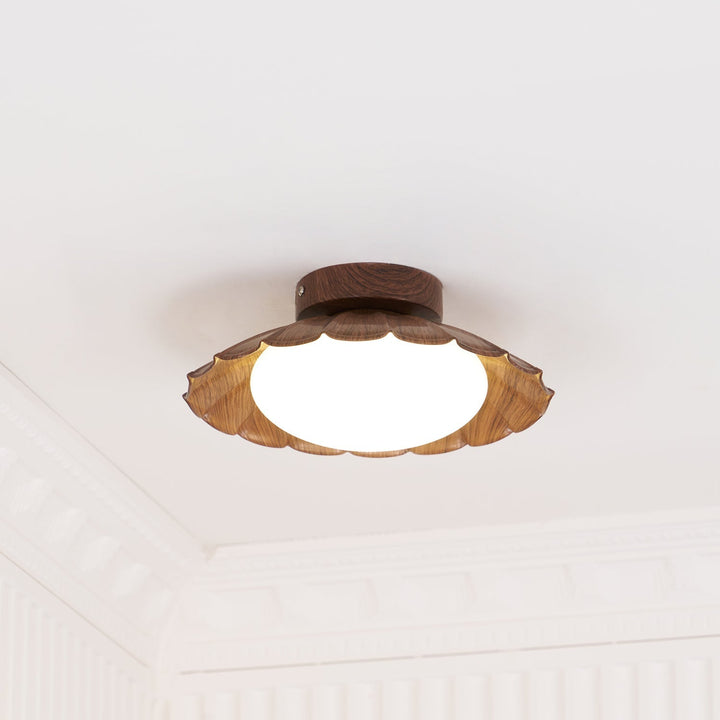 Ceiling Light Metal 9.8 in x 5.1 in Warm White LED Brown Beige White Walnut Living Room Bedroom Fixture | Kalsten