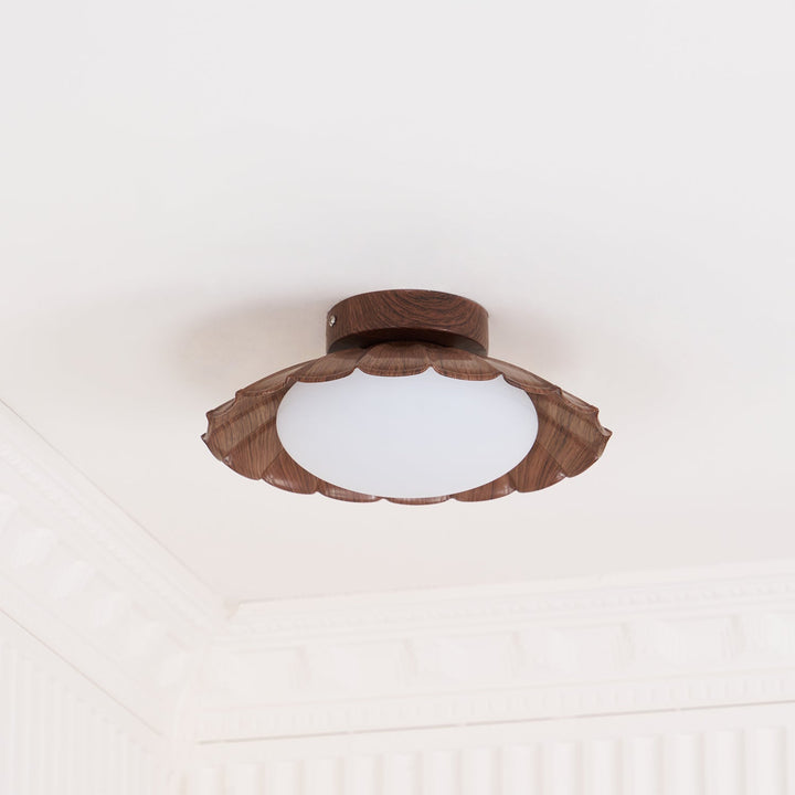 Ceiling Light Metal PE 9.8 in Flush Mount Bedroom Living Room Soft Ambient Lighting Scalloped Modern Indoor Fixture | Kalsten