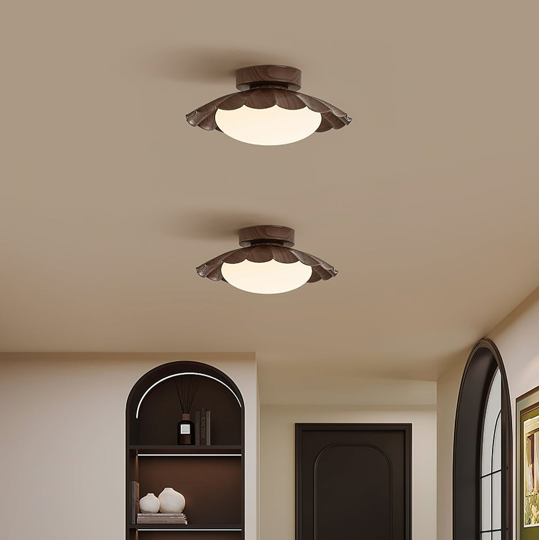 Ceiling Light Metal PE 9.8 in Flush Mount Bedroom Living Room Soft Ambient Lighting Scalloped Modern Indoor Fixture | Kalsten