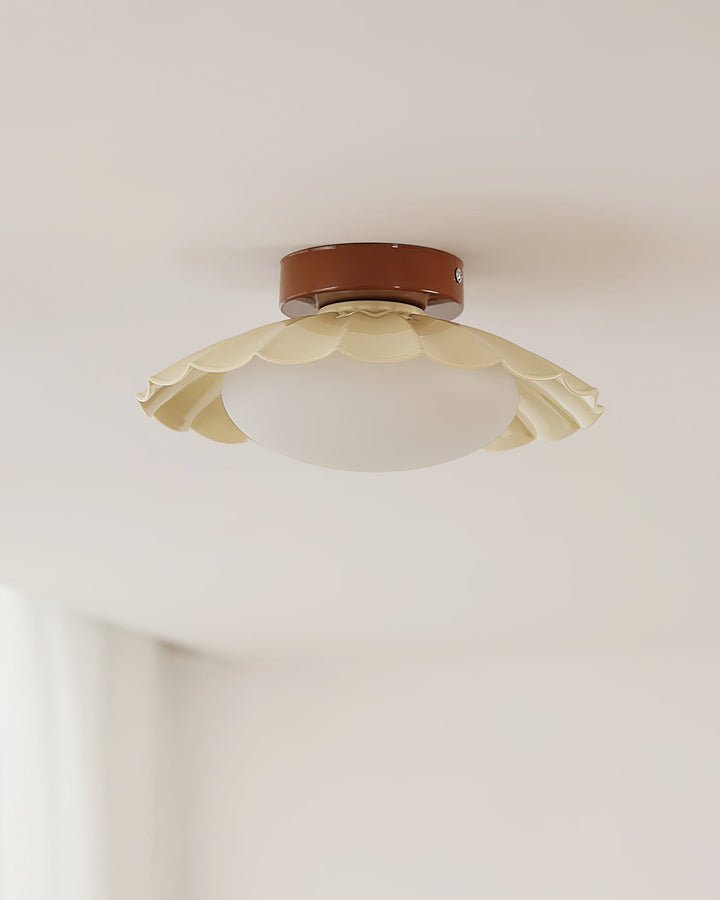Ceiling Light Metal 9.8 in x 5.1 in Warm White LED Brown Beige White Walnut Living Room Bedroom Fixture | Kalsten