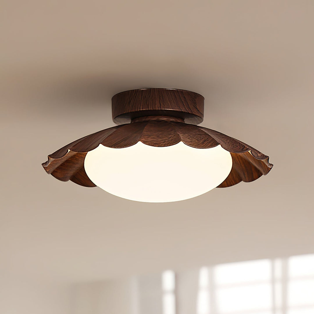 Ceiling Light Metal PE 9.8 in Flush Mount Bedroom Living Room Soft Ambient Lighting Scalloped Modern Indoor Fixture | Kalsten