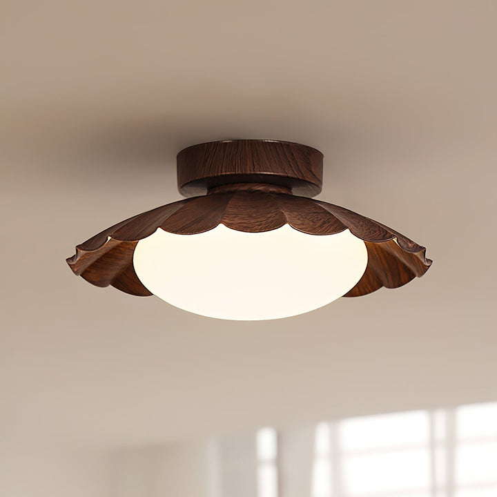 Ceiling Light Metal PE 9.8 in Flush Mount Bedroom Living Room Soft Ambient Lighting Scalloped Modern Indoor Fixture | Kalsten