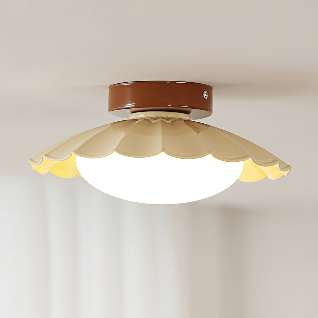 Ceiling Light Metal PE 9.8 in Flush Mount Bedroom Living Room Soft Ambient Lighting Scalloped Modern Indoor Fixture | Kalsten