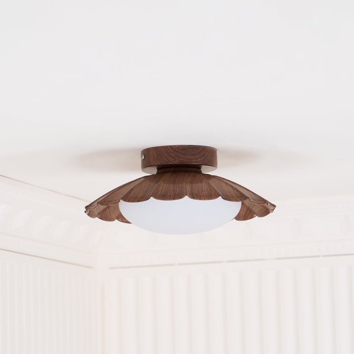 Ceiling Light Metal PE 9.8 in Flush Mount Bedroom Living Room Soft Ambient Lighting Scalloped Modern Indoor Fixture | Kalsten
