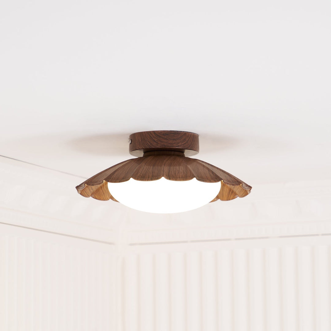 Ceiling Light Metal 9.8 in x 5.1 in Warm White LED Brown Beige White Walnut Living Room Bedroom Fixture | Kalsten
