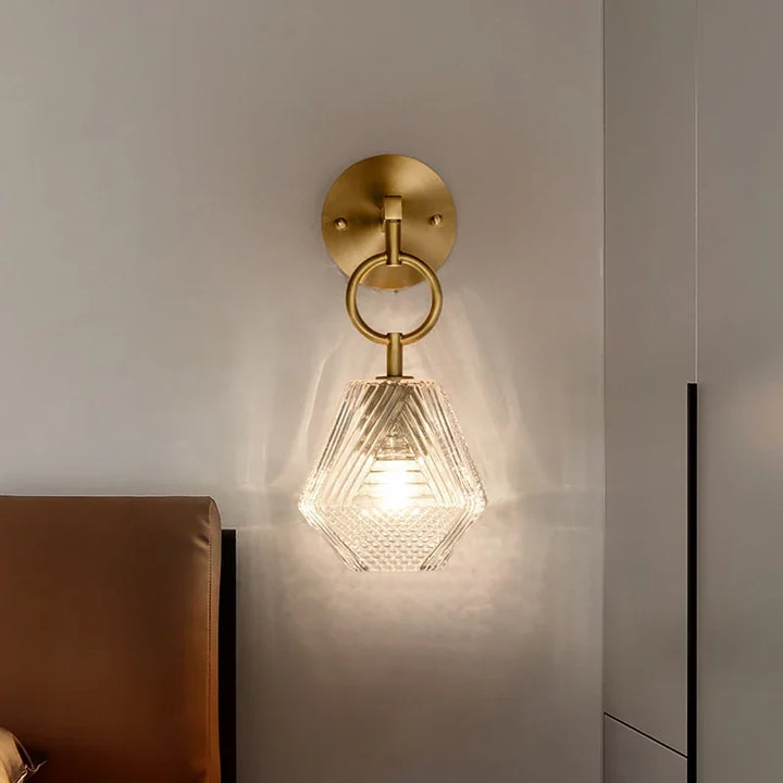Modern Glass Wall Lamp in Vintage Style - Wall Light made of Brass and Glass | Kalsten