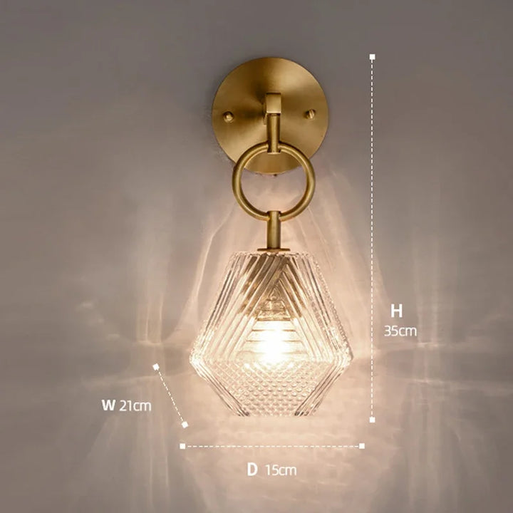 Modern Glass Wall Lamp in Vintage Style - Wall Light made of Brass and Glass | Kalsten