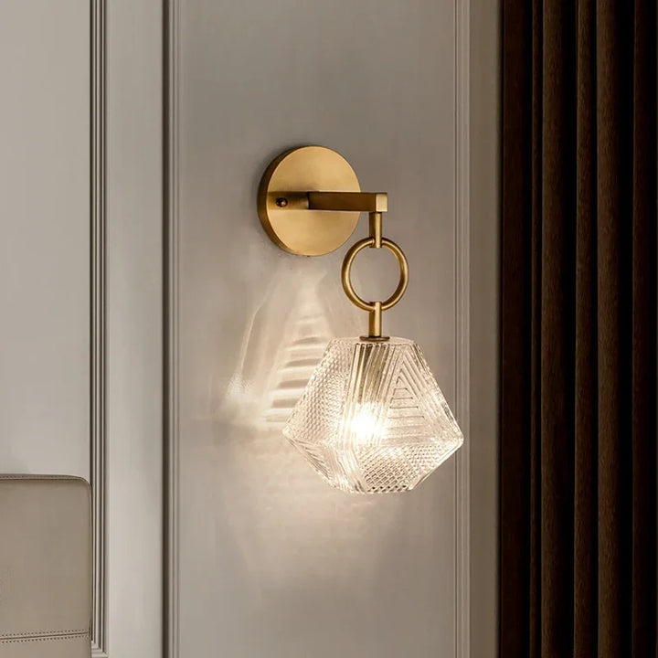 Modern Glass Wall Lamp in Vintage Style - Wall Light made of Brass and Glass | Kalsten