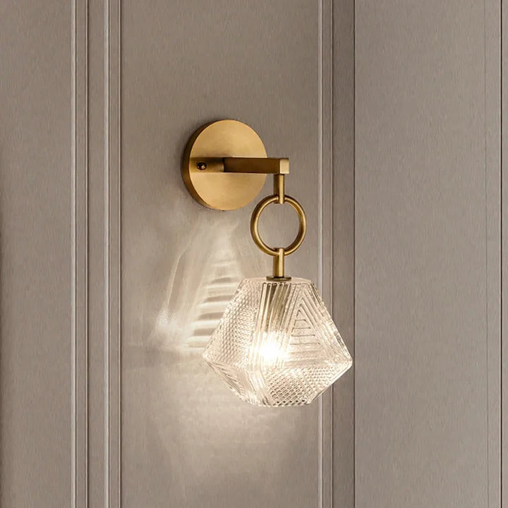 Modern Glass Wall Lamp in Vintage Style - Wall Light made of Brass and Glass | Kalsten