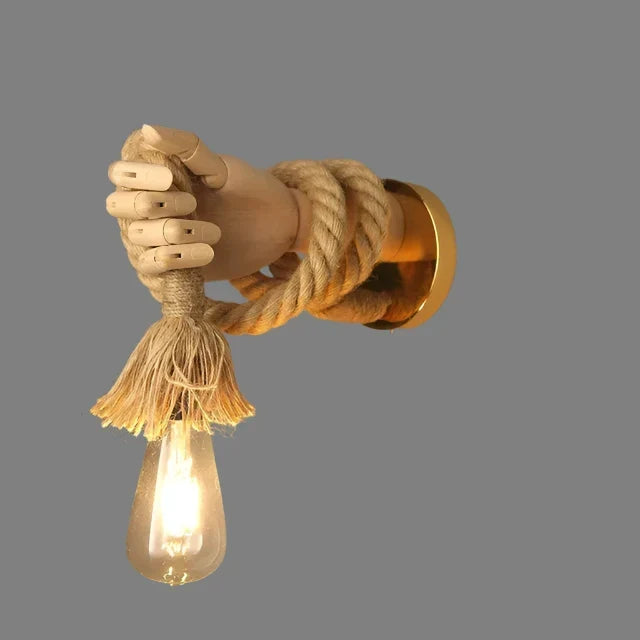 Creative wall lamp in rope design with handle – Rustic LED lamp for living room & hallway | Kalsten