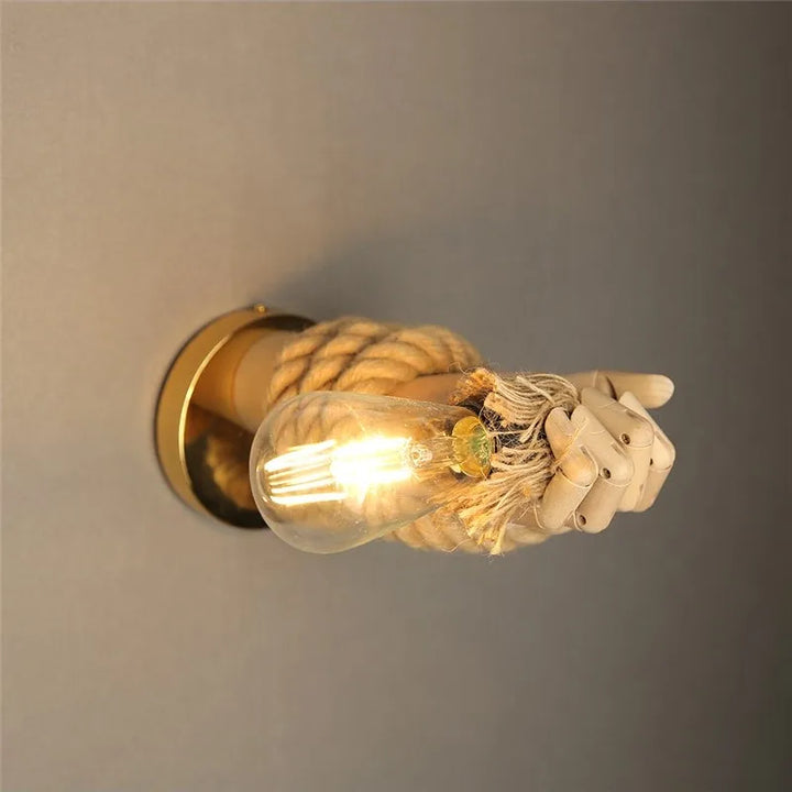 Creative wall lamp in rope design with handle – Rustic LED lamp for living room & hallway | Kalsten