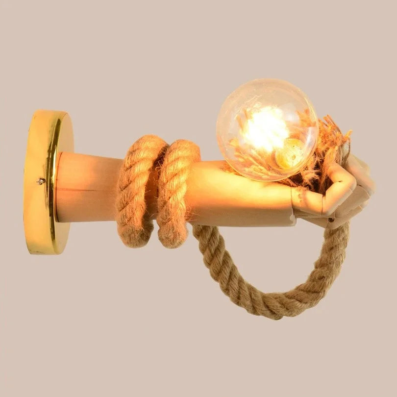 Creative wall lamp in rope design with handle – Rustic LED lamp for living room & hallway | Kalsten