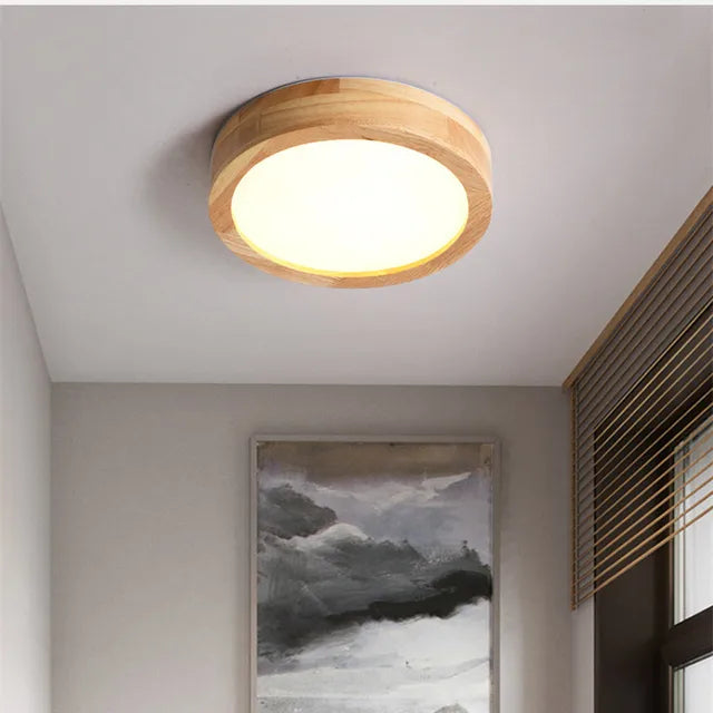 Round Wooden Scandinavian Ceiling Lamp - NordicLuxe | Kalsten
