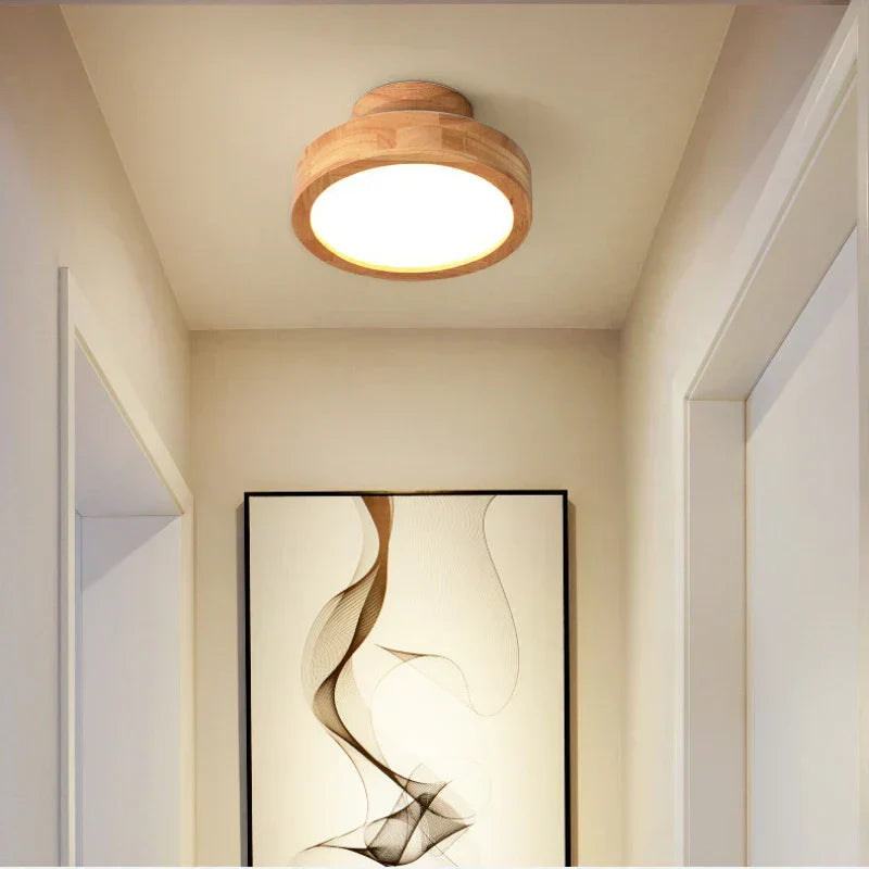 Brightlux - Scandinavian Round Wooden Ceiling Lamp Kalsten