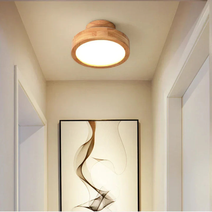Brightlux - Scandinavian Round Wooden Ceiling Lamp Kalsten