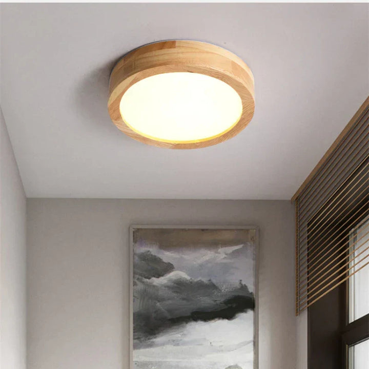 Brightlux - Scandinavian Round Wooden Ceiling Lamp Kalsten