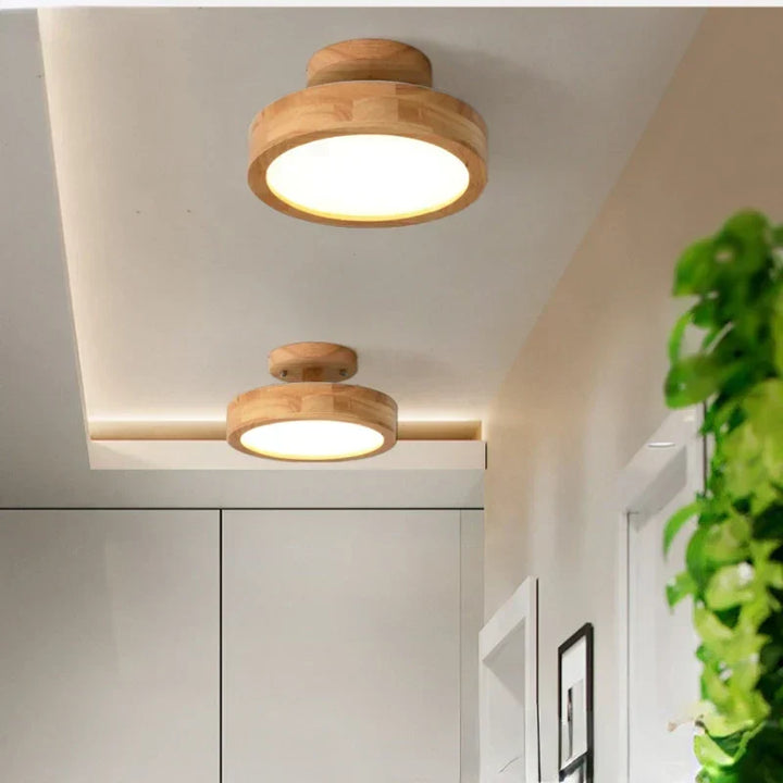 Brightlux - Scandinavian Round Wooden Ceiling Lamp Kalsten