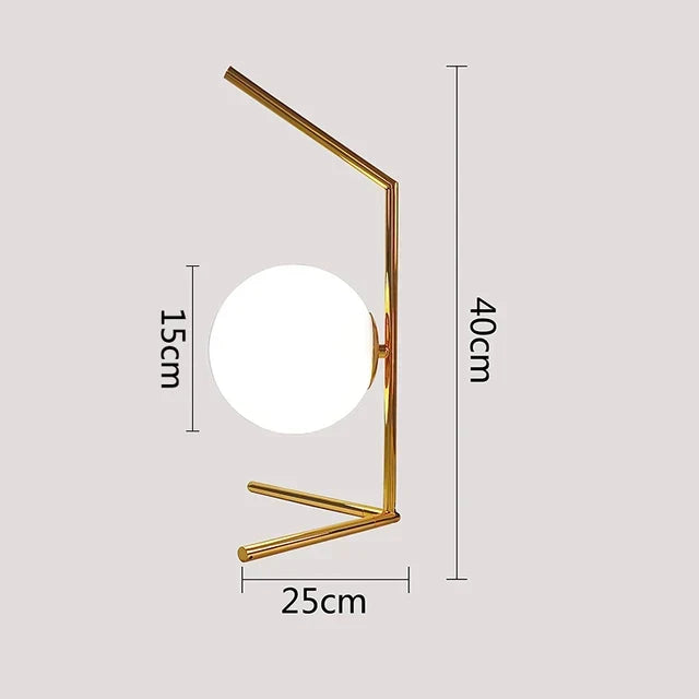 Nordic LED table lamp with glass sphere – Minimalist design for living room and bedroom | Kalsten