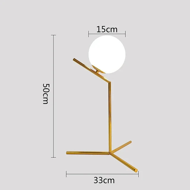 Nordic LED table lamp with glass sphere – Minimalist design for living room and bedroom | Kalsten