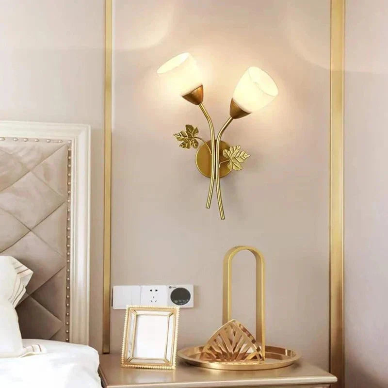 Requirements wall lamp in vintage style with leaf motif – LED lamp for hallway & living room | Kalsten